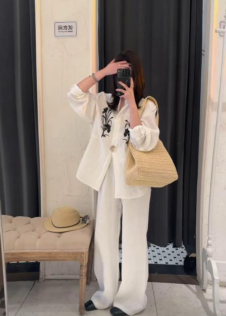 【门店同款】ENJOY夏季重工刺绣亚麻衬衫 170593574 商品图0