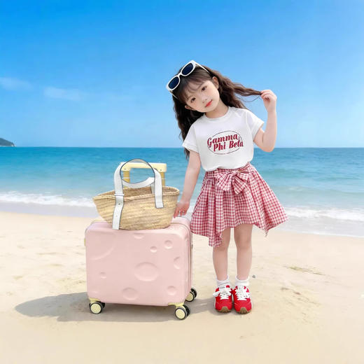 童洛萌女童洋气宽松夏季短袖套裙宝宝新款时髦格子裙薄款休闲两件90-150 商品图1