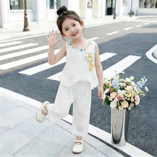 童洛萌女童镂空套装夏季新款无袖背心裤子两件套时尚洋气爆款女宝90-150 商品图1