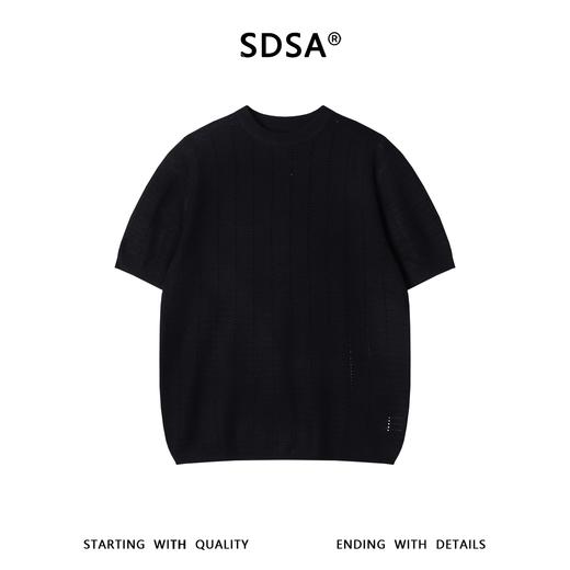 SDSA男装2026新款高贵轻奢老钱风肌理提花针织圆领短袖T恤百搭 商品图0