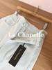 专柜实拍【海盐冰蓝】拉夏贝尔/La Chapelle小众色系！全棉亲肤柔软显瘦高腰单扣腰部毛边设计直筒阔腿牛仔裤 商品缩略图8