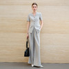 IWY/羽灰色夏季短袖西装套装女高级感职业装通勤阔腿裤正式场合工作服6CP07 商品缩略图0