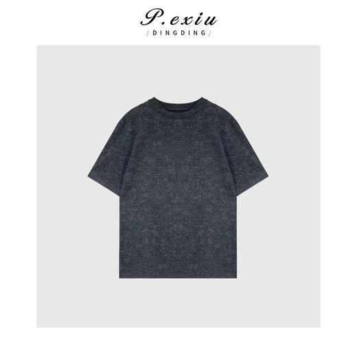 04-3潘依绣丁丁宠粉PanYiXiu/潘依绣100棉小香风细钻圆领宽松百搭短袖T恤21058T 商品图1