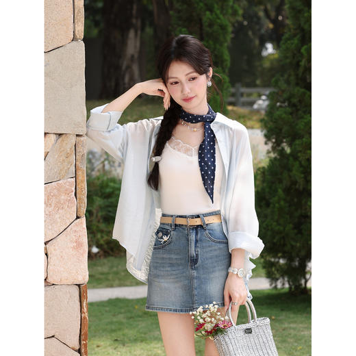 鹿向南【0417/20:00新品前1小时7折限量100件】牛仔蓝色半身裙女 商品图1