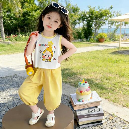 童洛萌女童无袖背心灯笼裤两件套时尚夏季新款女宝宝星星人休闲套装90-150 商品图2