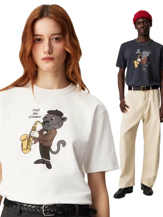 SUPERTOFU(SPTF)/ACDT-SS26-T003/爵士黑豹 竹节棉 柔软舒适 数码印花 短袖T恤 商品图0