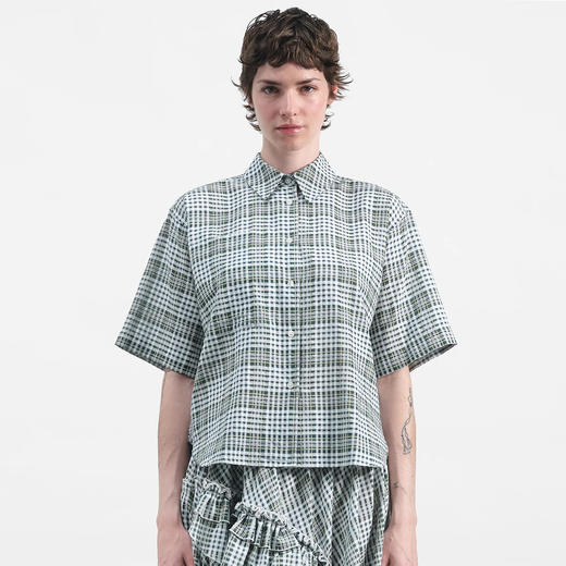 YMC EVA SHIRT 女装宽松廓形格子短袖衬衫 商品图0