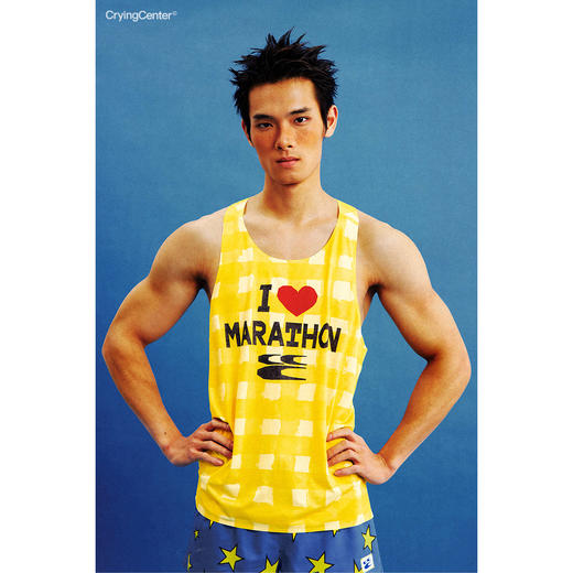 CryingCenter  I LOVE MARATHON马拉松跑步运动休闲男女格纹背心 商品图3