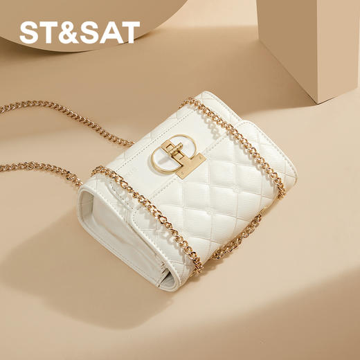 星期六菱格纹小香风斜挎链条单肩包SSD521A0GW 商品图4