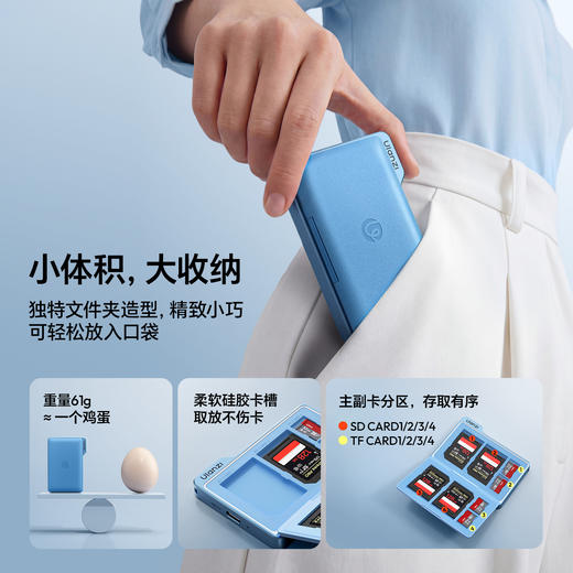 Ulanzi优篮子 DC01闪存卡盒多功能合一SD卡TF卡内存卡盒USB3.1高速传输数据Type-C接口手机电脑相机读卡器 商品图2