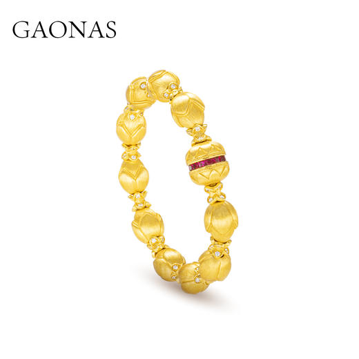 GAONAS 黄铜合成锆石手链 莲花宝相 贵气新中式金色手链11954SGO 商品图2