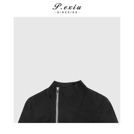 04-3潘依绣丁丁宠粉极简设计立领双拉链休闲长袖外套 W-61931 商品图2