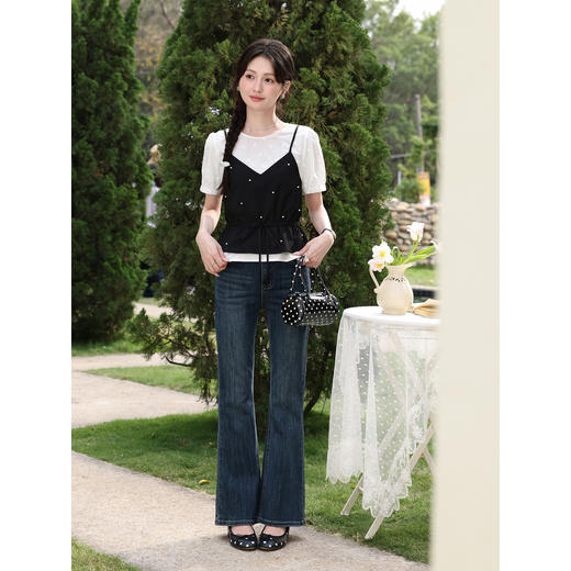 鹿向南【0417/20:00新品前1小时7折限量100件】独特黑白色T恤女 商品图1