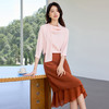 IWY/桃雾星澜粉色温柔风通勤飘带七分袖衬衫半裙套装女25B749+25S777 商品缩略图0