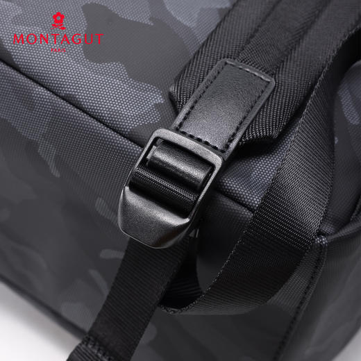 梦特娇男士双肩包通勤迷彩布配皮大容量背囊防泼水旅行背包 商品图5