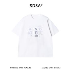 SDSA男装2026新款轻奢美式潮牌撞色印花字母圆领短袖T恤时尚百搭