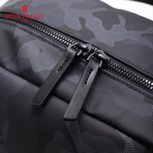 梦特娇男士双肩包通勤迷彩布配皮大容量背囊防泼水旅行背包 商品图6