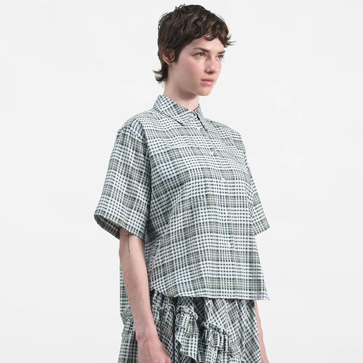 YMC EVA SHIRT 女装宽松廓形格子短袖衬衫 商品图1
