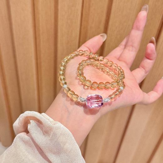 ARSIS｜晶石系列 招财开运 · 黄水晶紫水晶双圈串珠手链 商品图3