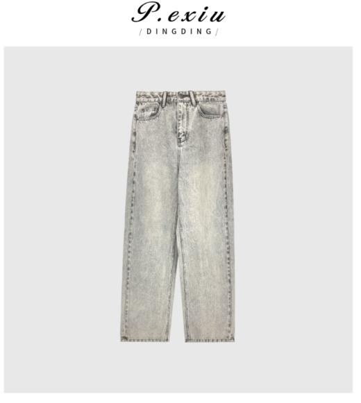 04-3潘依绣丁丁宠粉雪花水洗软糯质感直筒百搭牛仔裤 D6171 商品图0