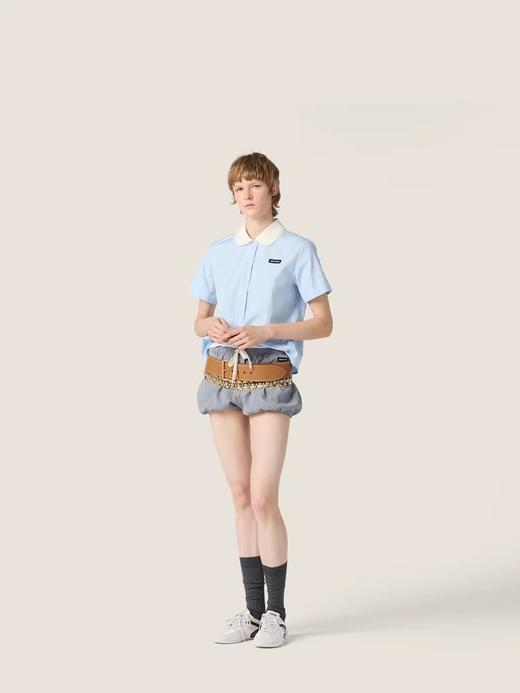 蕾丝边衬衫，千金娃娃领上衣。胸口小标海盐蓝低饱和衬衣E041468 商品图7