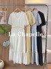 专柜实拍【夏日茶歇裙】拉夏贝尔/La Chapelle蕾丝V领拼接钉珠短袖连衣裙法式气质短袖中长裙 商品缩略图0