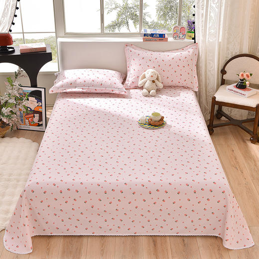 浪莎 家纺花边老粗布印花床单3件套 凉爽透气 亲肤老粗布 8款花色可选 商品图2