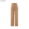 天猫同步【美式做旧伐木裤】拉夏贝尔/La Chapelle宽松复古高腰单扣裤袢工装风直筒牛仔裤 商品缩略图0