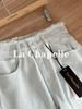 专柜实拍【海盐冰蓝】拉夏贝尔/La Chapelle小众色系！全棉亲肤柔软显瘦高腰单扣腰部毛边设计直筒阔腿牛仔裤 商品缩略图9