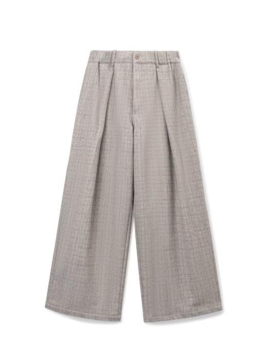 SUPERTOFU(SPTF)/BYG-AW25-P222/绵羊毛混纺内衬防扎肉进口铜扣格纹阔腿长裤 商品图3