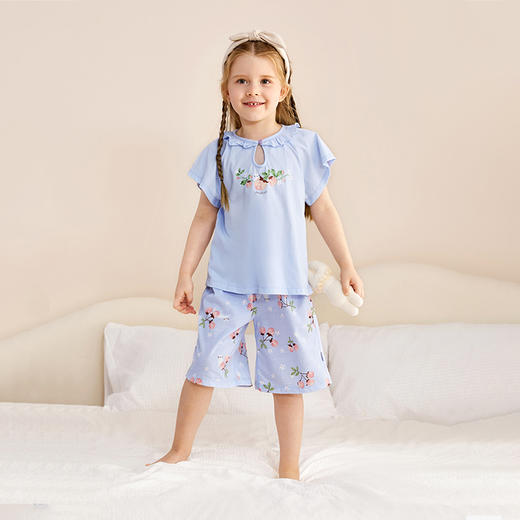 【社群内购抢半价】英氏儿童套装女童短袖短裤纯棉打底上衣透气短T恤套装 商品图4