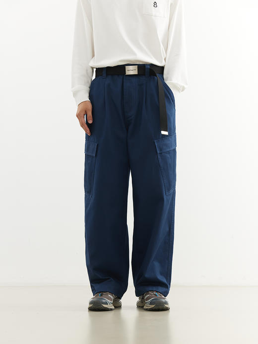 吃茶去chichaqu26春夏全棉洗宽松口袋工装长裤复古休闲男女 商品图2