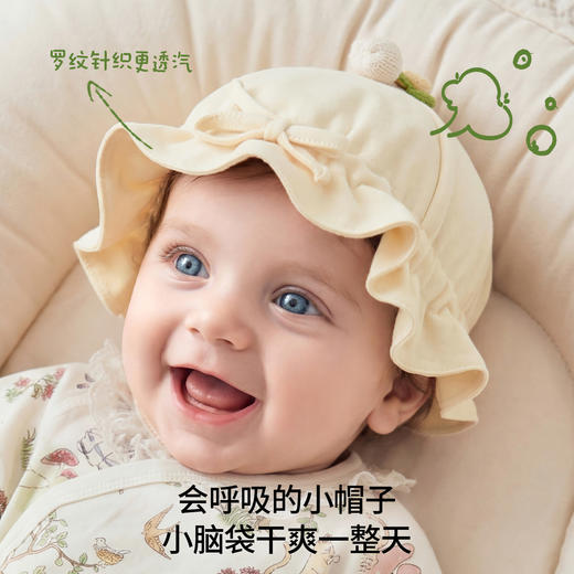 【婴童服配】嫚熙婴儿帽子新生儿小月龄可爱宝宝婴幼儿胎帽遮阳盆帽 商品图2