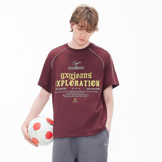 gxgjeans男装 多色线条撞色美式运动圆领短袖T恤男生 26夏新品 商品图1