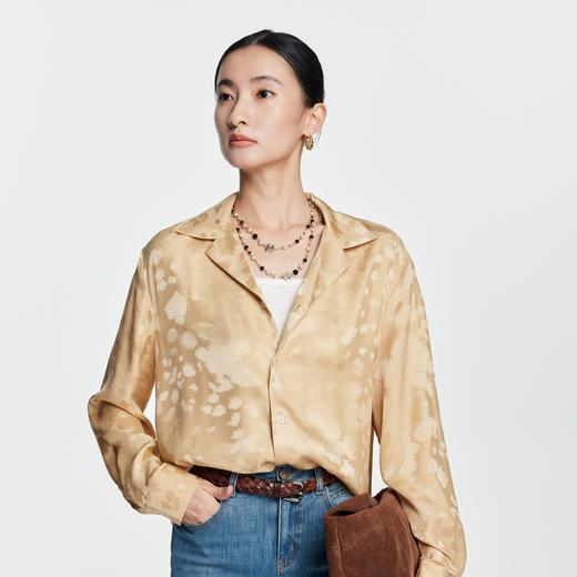 凯喜雅 墨染蝴蝶缎真丝衬衫 100%桑蚕丝 商品图0