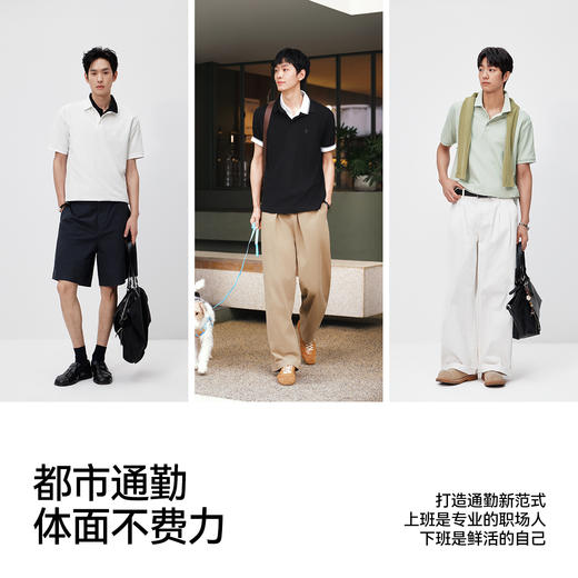 森马POLO衫男夏季挺括柔韧翻领上衣2026新款简约印花速干凉感衬衣 商品图4