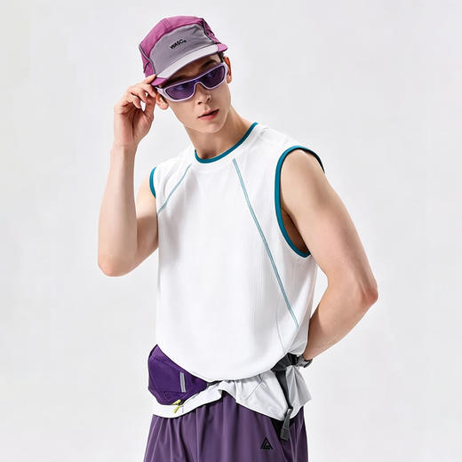 Schenvega 情侣山系坑条肌理透气宽松背心 A46-JS6118 商品图6