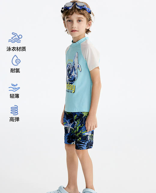 【店庆提前购】8楼爱慕儿童Aimer Kids男孩浪与鲸灵短袖泳衣AK267L491，吊牌价329元 商品图1