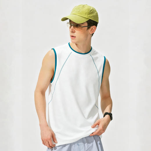 Schenvega 情侣山系坑条肌理透气宽松背心 A46-JS6118 商品图8