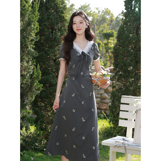 鹿向南【0417/20:00新品前1小时7折限量100件】小众灰色连衣裙女 商品图1