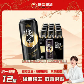 「汪苏泷代言」珠江啤酒 9度珠江97纯生啤酒 500ml*12罐 整箱装