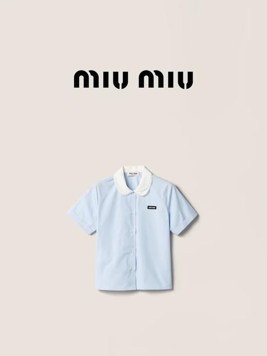 蕾丝边衬衫，千金娃娃领上衣。胸口小标海盐蓝低饱和衬衣E041468 商品图6