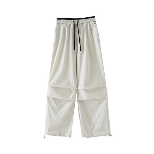 薄款高腰显窄版阔腿裤女夏季新款拼色腰头刺绣时尚宽松休闲长裤   NDK-J6012 商品图4