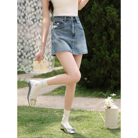 鹿向南【0417/20:00新品前1小时7折限量100件】牛仔蓝色半身裙女