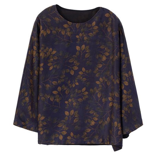 牧衣游原创 38姆米重磅印染香云纱小衫禅意复古宽松套头衫 玄琛 商品图4