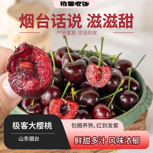 【排单发货】烟台大棚美早大樱桃丨努力让每一只果子树上熟之后再采摘，甜度高，带酸有风味！到货以后冷藏口感更佳，⭐️顺丰/京东空运随机发 商品图0