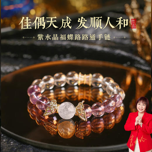 【祈愿吉品】九紫离火蝴蝶手链女紫水晶路路通手串手链 商品图0