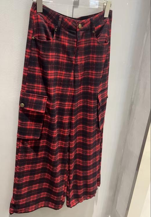 NC撞色格子工装阔腿裤50902（红）秋季153240090321 商品图1