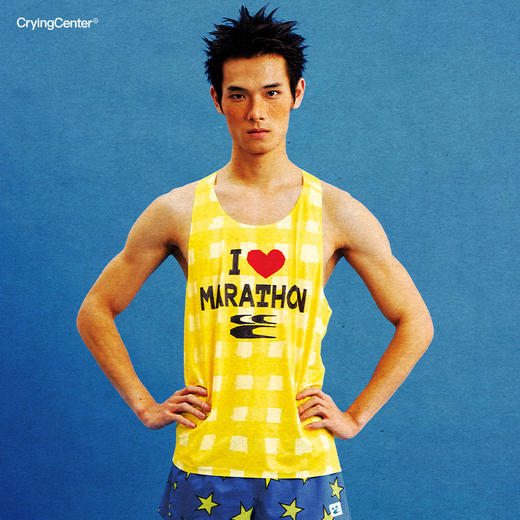 CryingCenter  I LOVE MARATHON马拉松跑步运动休闲男女格纹背心 商品图0