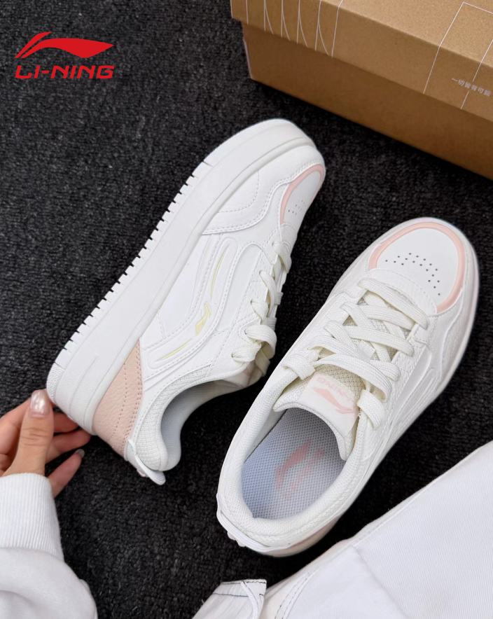 李宁奶酪板鞋女厚底2026春季新款舒适百搭潮流经典休闲鞋AGCW076 DS